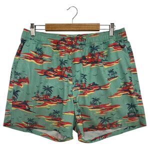 AFTCO Swim Trunks Mens XL Green Tropical Hawaiian Shorts Beach Fishing Causal